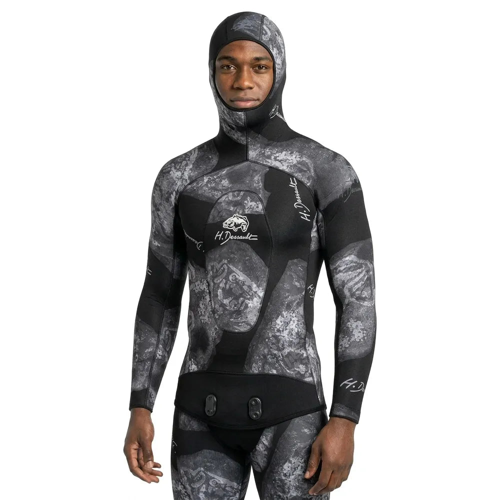 H.dessault by c4 Black Side 5 mm spearfishing jacket
